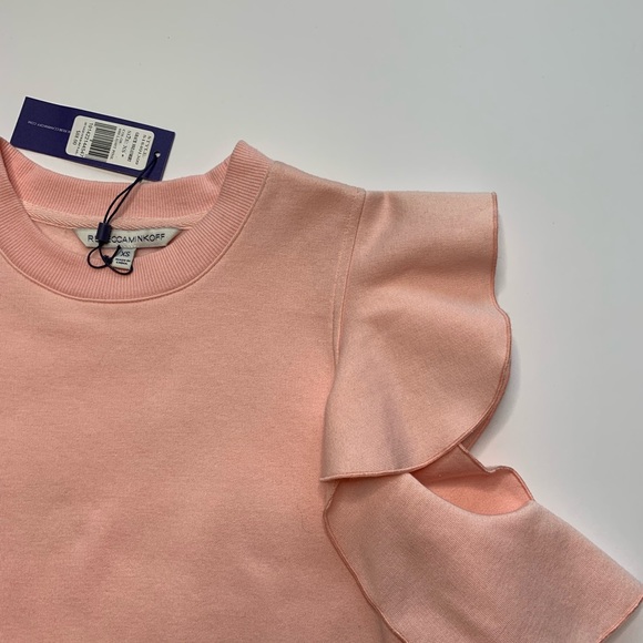 Rebecca Minkoff Gracie Pink Ruffle Sweatshirt NWT - Picture 4 of 7